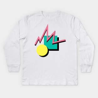 Retro 90s Aesthetic Vaporwave Pattern Kids Long Sleeve T-Shirt